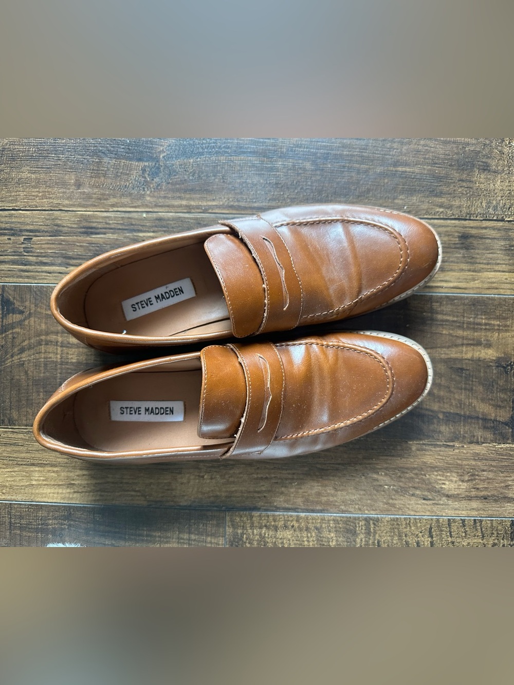 Steve Madden Brown Leather Penny Loafers